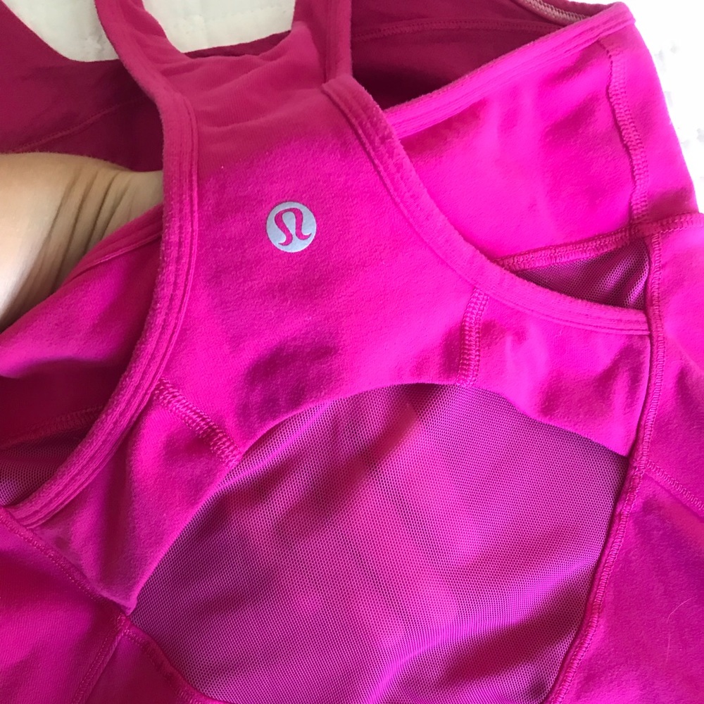 Pink Lululemon mesh back workout tank